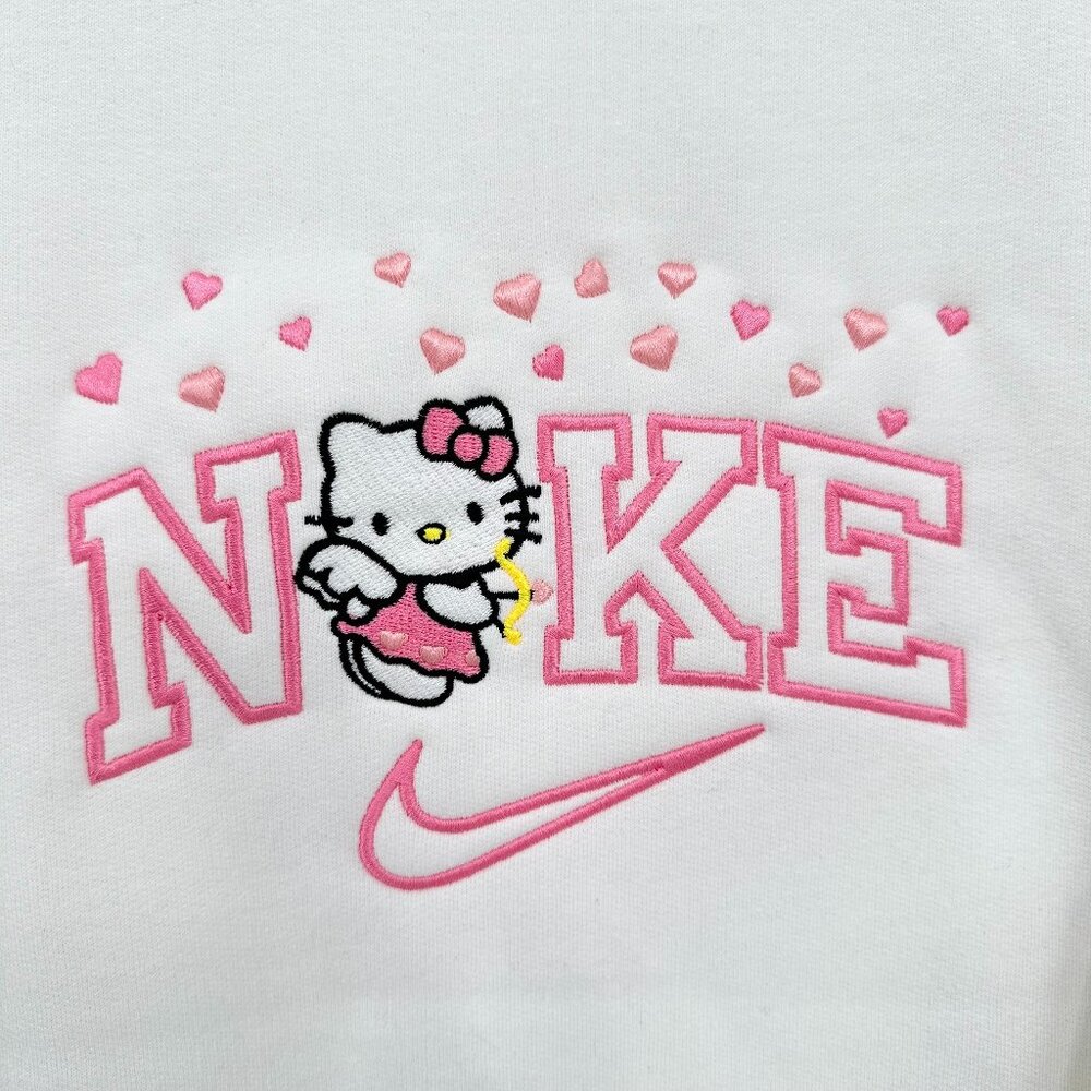 Nike Hello Kitty Sweatshirt TODDLER Unisex Embroidered Fleece Crewneck Hearts - Picture 2 of 8